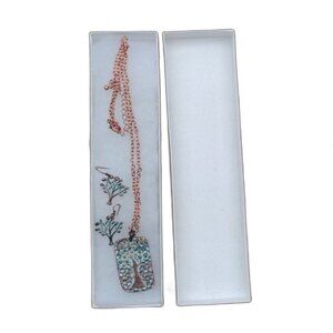 Handmade 22" Natural Patina Copper Necklace and Earring Set Trees